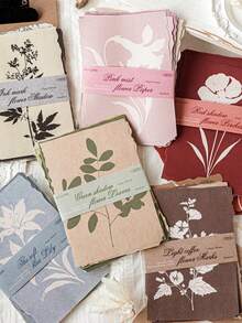 20pcs Lightweight Torn Edge Paper Material, Vintage Handwritten Memo Stickers, Floral Shadow Series, Suitable For Gifts, Office, Home, Marking, Labels, Classrooms, Entertainment Toys, Student Journals, Creative Vintage Decor DIY Stickers - Multicolor - View 2