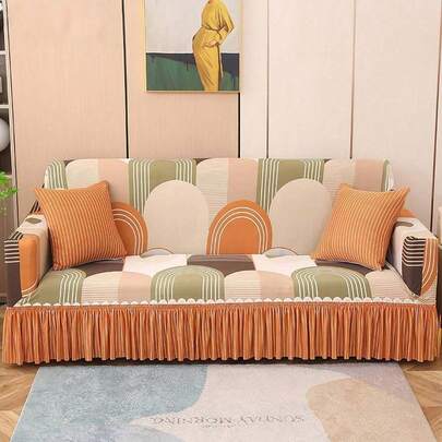 Fundas Para Sillones Elásticas con Estampado Geométrico Moderno y Falda Elegante, Disponibles para Sofás de 1, 2 y 3 Plazas, Cubierta Protectora Antideslizante y Lavable para Sala de Estar, Hogar Familiar y Oficina, Diseño Adaptable que Resiste el Desgaste Diario, Protege Contra Manchas y Polvo, Ideal como Regalo para la Pascua y para Renovar tu Hogar en Primavera y Marzo