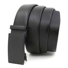 经典高光黑色自动扣PU皮男士商务腰带 - 黑色 - 查看 2