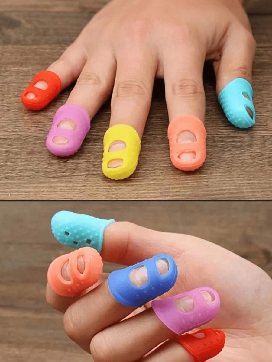 Silicone Finger Sleeve Set, Breathable Finger Sleeves Suitable For DIY Crafts And Sewing Accessories - Silicone Thumb Sleeve, Color Random. - View 1