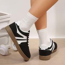 Colorblock Patchwork Upper Sneakers Woman Spring Fall Modern Casual Sporty German Training Sneakers Tennis Shoes Sneakers Outdoor Office Work Walking Travel Sport - 黑色 - 查看 9