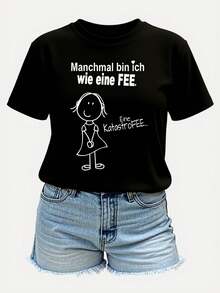 A veces me siento como una hada. Una Hada del Desastre... Camiseta Casual de Manga Corta y Cuello Redondo para Mujer con Estampado de 'Hada del Desastre', Perfecta para Uso Diario y como Regalo para las Fiestas. - Negro - Ver 1