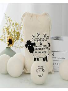 6 quả cầu sấy bằng len hữu cơ - Quả cầu sấy - Giúp giảm thời gian giặt và làm mềm quần áo - Đặc biệt thích hợp cho đồ lông vũ - Quả cầu sấy khô 3cm - Xem 1