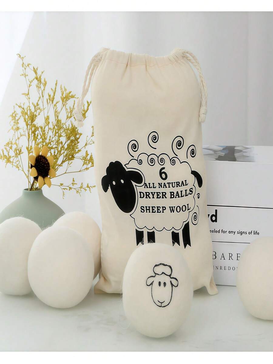 6 quả cầu sấy bằng len hữu cơ - Quả cầu sấy - Giúp giảm thời gian giặt và làm mềm quần áo - Đặc biệt thích hợp cho đồ lông vũ - Quả cầu sấy khô 3cm - Xem 1