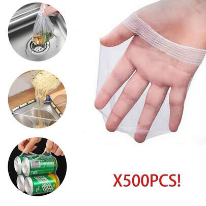 500/300/100pcs Disposable Thickened Kitchen Sink Filter Screen, Slouchy Essential Anti-Clogging Anti-Odor Tool, Easily Trap Food Residue Disposable Garbage Bags