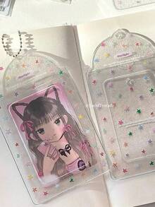 2 chiếc hộp đựng thẻ PVC họa tiết ngôi sao dễ thương, mặt dây chuyền đựng ảnh/thẻ 3 inch - Hình chữ nhật - Xem 7