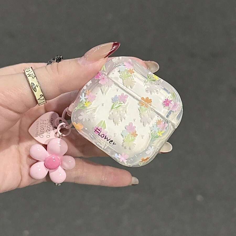 可爱花朵耳机保护套（1个） - 配有精美花结挂饰。高品质保护套，兼容 1/2/3/4/Pro/Pro（第二代）/Pro 3。防震时尚，是送给女孩和青少年的理想礼物。 - 彩色 - 查看 1