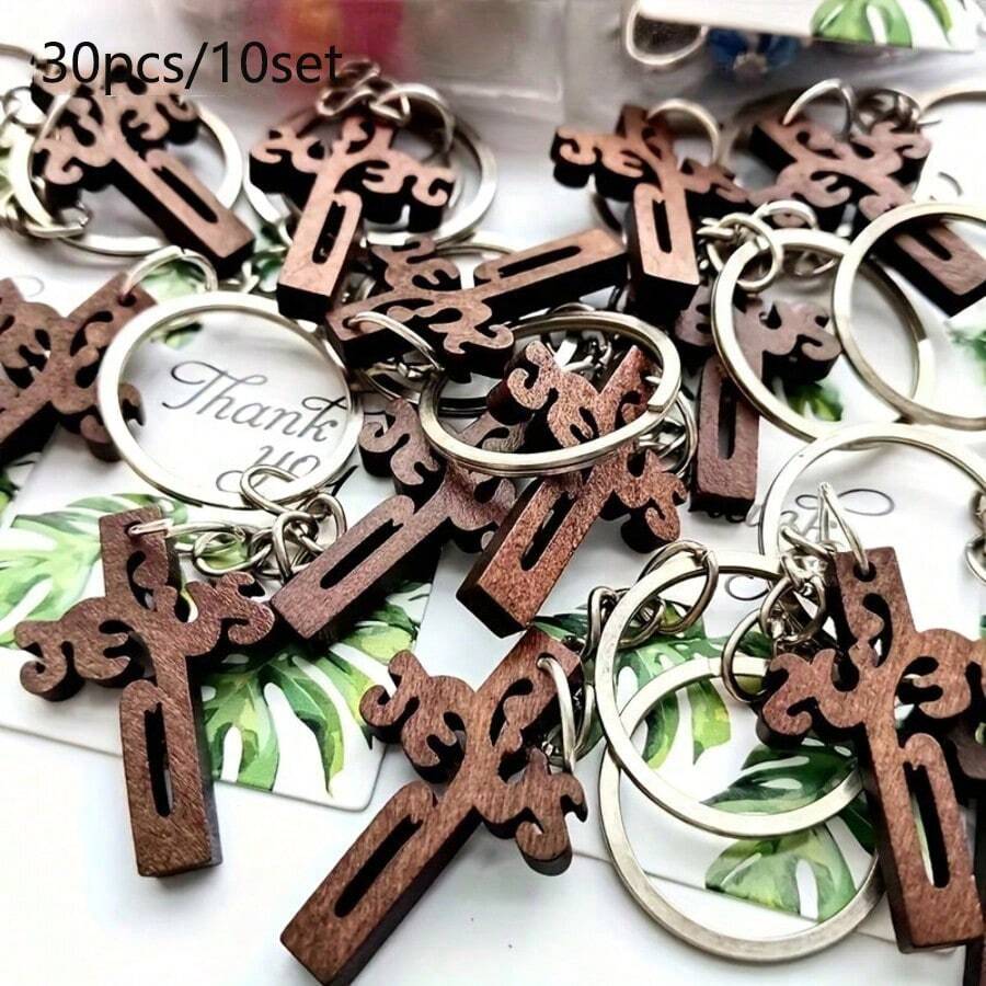 Bộ 30 móc khóa hình thánh giá Chúa Giêsu, bao gồm 10 móc khóa, 10 tấm thiệp và 10 túi vải gạc, thích hợp cho lễ rửa tội, lễ rước lễ, tiệc cưới, quà lưu niệm, quà sinh nhật, quà sự kiện tôn giáo, sử dụng hàng ngày, lễ Phục Sinh, quà tặng ngày lễ và lễ kỷ niệm. - Nhiều kiểu dáng - Xem 1