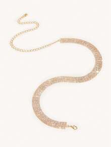 One-Piece Women's Rhinestone Embellished Heavy-Duty Waist Chain - Gold - View 3