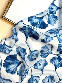 1条女士简约印花围巾，时尚围巾，新款防晒沙滩披肩，亚麻质感女士披肩 - 彩色 - 查看 6