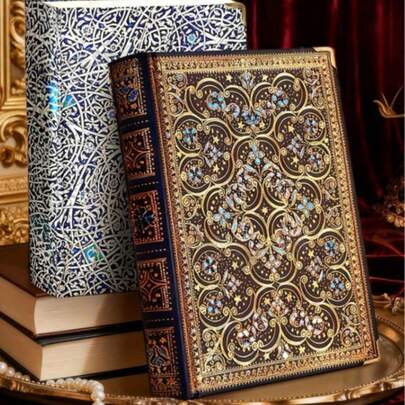 388-Page Vintage Hard Cover Notebook - Thicker Version, 365 Days Diary, Blank Pages, Faux Leather Cover, Fluorescent Foil Stamping, Brilliant Queen Design, DIY Journal, Perfect Gift