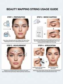Weißes Augenbrauenmake-up-Set, enthält Augenbrauenschablone, Positionierungslinie, weißer Markerstift, Augenbrauenvorlage, Einweg-Augenbrauenlineal-Aufkleber, Positionierungs-Hilfsvorlage, Make-up-Werkzeuge, Tattoo-Positionierungsvorlage, geeignet für professionelles Make-up und Schönheitssalon, Tattoo-Zubehör, unverzichtbar für Schönheitssalon | Einfach zu verwendende Aufkleber | Allergiefreie Materialien - Weiss - Übersicht 3
