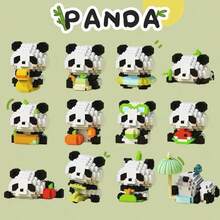 1pc Cartoon Panda Bead Assembly Building Block Toy - Random Style - Panda Series Interlocking Small Bead Building Blocks Cute Cartoon Animal Model Assembly Toy Creative Gift Desktop Decor - Multicolor - View 2