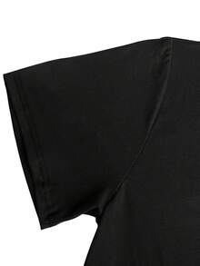 Talla Grande - Camiseta de manga corta con cuello redondo para mujer de talla grande, ideal para el verano, con un corte holgado y un estampado que dice 'Lucky Bingo'. Esta camiseta casual de talla grande está diseñada para ofrecer comodidad y estilo. - Negro - Ver 2