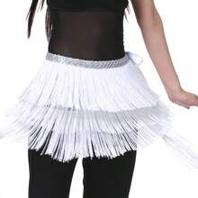 1 Pc Women's Sexy Three-Tier Fringe Belly Skirt With Glitter Sequins Belt, Adjustable Waist Chain Hip Scarf Wrap Skirt, Carnival And Rave Dance Performance Costume. , Bohemian And Retro Style, Suitable For Festivals, Parties, Nightclubs, Beach Wear And Exotic Clothing Decoration. - Multicolor - View 10