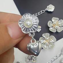 20件套可拆卸DIY水钻小熊、蝴蝶结、圣诞雪花鞋饰、装饰链，完美节日礼物 - 銀色 - 查看 3