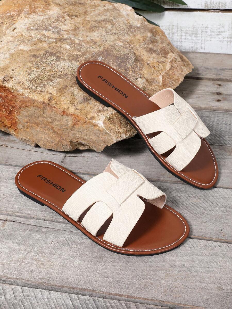 Korean Style Casual Flat Slippers For Women, Open Toe, Woven Roman Sandals, Suitable For Spring, Summer, Beach, Pair With Dresses,Holiday Essential