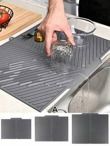 1pc Foldable Thick Silicone Heat Resistant Mat, Non-Slip Drainage Mat, Kitchen Silicone Countertop Pad, Tabletop Placemat - Multicolor - View 11