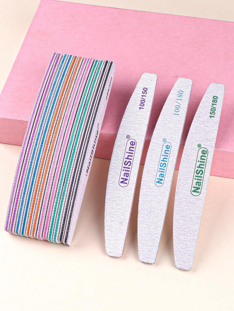美甲半月形锉刀，指甲抛光打磨多功能砂块，双面粗细砂粒指甲锉及抛光工具 - 彩色 - 查看 1