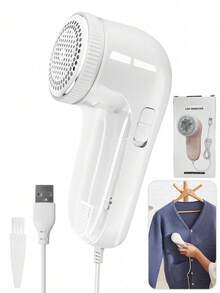 1个电动织物剃毛器，适用于衣物、毛衣、沙发和床上用品，配有可更换不锈钢刀片，USB供电（白色/粉色/绿色电动版） - 彩色 - 查看 19