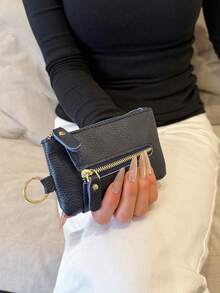 Ví đựng chìa khóa bằng da PU mới, tiện dụng, ví đựng tiền xu, ví đựng thẻ đa năng có khóa kéo, ví cầm tay dễ thương, ví đựng tiền xu nhỏ gọn tối giản dành cho nữ. - Nhiều màu - Xem 11