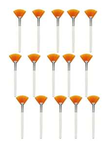 15pcs Fan-Shaped Soft Bristle Face Mask Brushes, Acid Coating Brushes, Cosmetic Skincare Tools, Suitable For Mud Masks - Multicolor - View 4