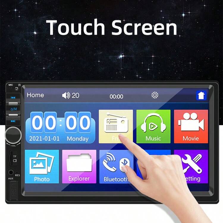7 Inch 1 Din Car MP5 Player Touch Screen Radio, FM USB AUX Mirroring Link Universal Car Audio - With Steering Wheel and Rearview Camera - View 4