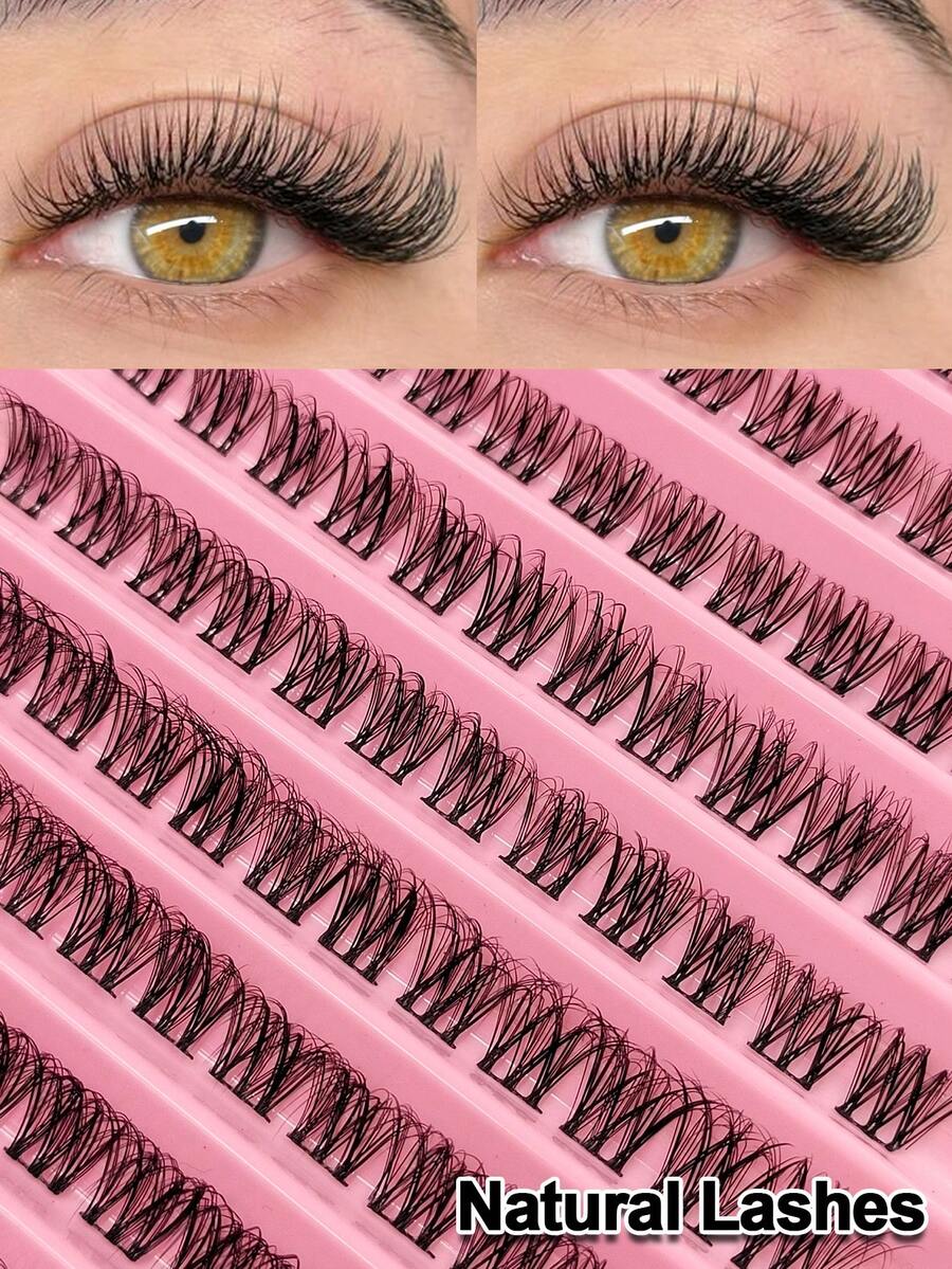Rikuaild 120片D型卷翘蓬松簇状假睫毛，柔软轻盈，自然交叉设计 - D - 查看 1