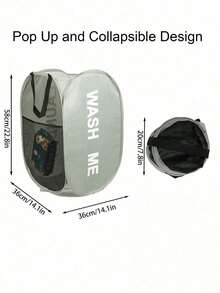 Mesh Laundry Basket, Pop-Up Foldable Laundry Basket, Wardrobe Storage & Organization Basket, Portable Laundry Basket With Handle, Large Side Pocket, Grey Wardrobe Storage & Organization Basket, College Storage & Organization Bag, Storage Box, Suitable For Laundry, Bathroom, Travel, School, Can Store Dirty And Clean Clothes Laundry Bag Garment Bag Waterproof Bag Storage Bags Clothes Organizer Clothes Storage Clothes Bag Packing Cubes Travel Essentials - Multicolor - View 8