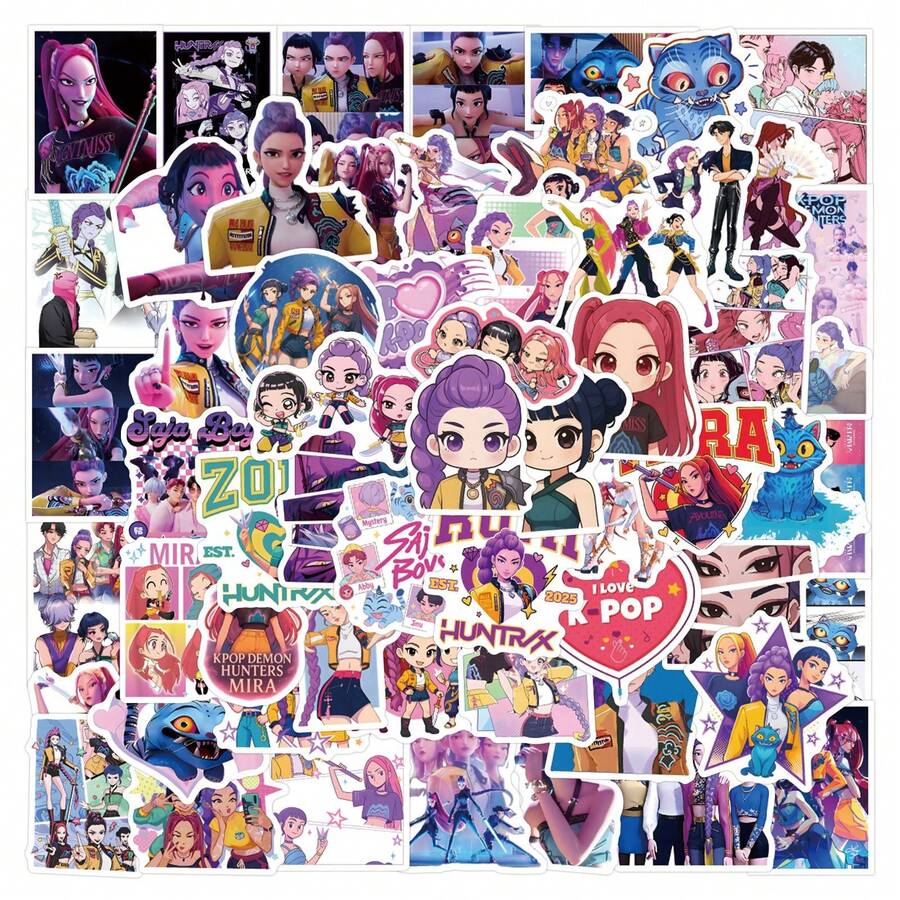 Hasbro Bộ 55 sticker chủ đề Anime Nhật Bản & K-POP: Demon Girls – Sticker chống thấm nước dùng cho vali và laptop - Phong cách ngẫu nhiên - Xem 1