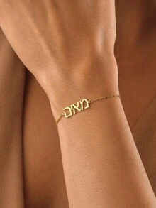 Vòng tay hoặc lắc chân bằng vàng 18K khắc tên, Quà tặng cá nhân hóa hình con dơi, Vòng tay Israelite, Quà tặng trang sức, Quà tặng chữ in - Nhiều màu - Xem 7