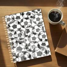 دفتر ملاحظات حلزوني بحجم A5 بموضوع كرة القدم، دفتر مسطر بتصميم كرة قدم أسود وأبيض، ورق عالي الجودة للملاحظات والدراسة والكتابة، محمول للطلاب والمحترفين وعشاق كرة القدم - A5 - مشاهدة 7