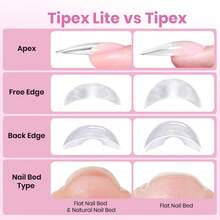 Beetles Tipex Lite Pre-Built Apex Nail Tips, Square Short, 16 Sizes | 00-14, Flat-Nail Friendly Acrylic Tips For Natural Nail Beds, Easy For Beginner DIY - 256 chiếc bút xóa Tipex Lite-Square dài - Xem 7