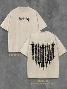 Summer Tops1 Pcs1PC Y2K Vintage Washed T-Shirt |   Men's YLA Graphic Tee |   Gym Graphic Tee |   Gifts For Men Or Boyfriend |   100% Cotton |   230Gsm Thickened Fabric |   Unisex230g 100% Cotton - Apricot - View 12