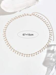 1件时尚、性感、优雅的波西米亚海洋风蝴蝶结水滴流苏腰链,适合女性日常休闲、派对、音乐节、海滩度假等场合佩戴(手工制作链条,蝴蝶结和水滴吊坠随机排列) - 金色 - 查看 6