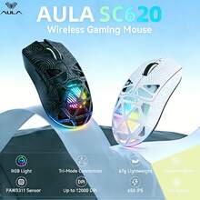 AULA SC620 Wireless Gaming Mouse, Three Modes 2.4GHz/USB-C/BT5.3 Computer Mouse, With 12000 DPI, Gaming Mouse, Programmable Macros, With Quick Fire Button, RGB, Suitable For Mac/Laptop/PC - View 3