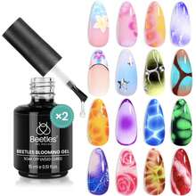 Beetles Top Coat Base Gel & Nail Glue Set-3Pcs No Wipe Top Coat Gel Nail Polish & Base Coat With 9 In 1 Nail Glue Shine Effect Long Lasting Soak Off Uv Light Lamp Diy Nail Gifts For Women & Girls - 2PCS 15ML Clear Uv Led Blooming - 查看 7