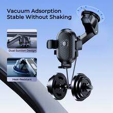 REMAX 吸盘式车载手机支架，仪表盘安装支架，一键锁定，360°旋转，可调节，不妨碍视线，适用于4-7英寸手机，旅行车载配件，汽车必备 - 黑色 - 查看 6