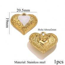 1 pieza Colgante con forma de corazón vintage de acero inoxidable con baño de oro de 18K, disponible en colores como rojo y rosa, adecuado para hacer collares, pulseras, pendientes y otras joyas DIY, gran regalo para mujeres - colgante de corazón - Ver 21