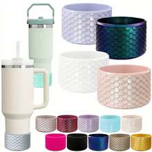 Ống bọc cốc silicon họa tiết vảy cá, ống bọc bình nước, ống bọc đáy bình nước thể thao, ống bọc cốc silicon cho ô tô. - Nhiều màu - Xem 4