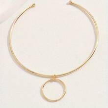 1件经典简约几何圆形开口颈链，优雅个性男女通用项圈项链，时尚叠戴项链，简约奢华首饰，适合夏季海滩度假 - 幾何 - 查看 7