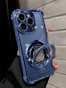 Ốp điện thoại trong suốt mạ điện cao cấp chống rơi vỡ với vòng giữ điện thoại và giá đỡ từ tính, tương thích với iPhone 17/6/7/8/X/XS/XR/11/12/13/14/15/16e, Galaxy S22/23/24, A04/05/06/A07/A17/A14/A15/A16/A24/A25/A34, Note 7/8/9/10/11/12/13/14, 9/10/12/13C/14C/A5, MOTO, Honor X, HW, C53 C55 - Màu xanh lam - Xem 1