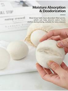 6 quả cầu sấy bằng len hữu cơ - Quả cầu sấy - Giúp giảm thời gian giặt và làm mềm quần áo - Đặc biệt thích hợp cho đồ lông vũ - Quả cầu sấy khô 3cm - Xem 8