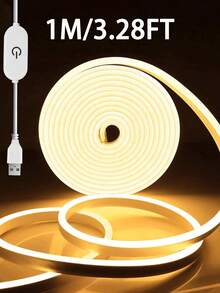 1m/2m/3m/4m/5m USB供電可調光柔性LED霓虹燈條，氛圍燈適用於客廳、臥室、廚房、樓梯、櫥櫃、鏡子、電腦遊戲裝飾，室內臥室電視背光櫥櫃裝飾柔性霓虹燈牌 - 白色 - 查看 19