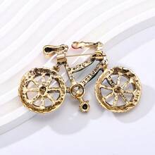 Elegant Alloy Bicycle Brooch, Inlaid With Shiny Rhinestones, Fashion Crystal Inlaid Bicycle Pin Jewelry, Unisex - Multicolor - View 5