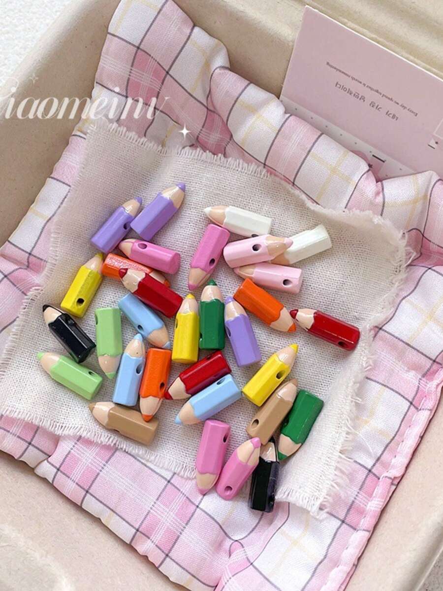 多巴胺可爱3D蜡笔合金珐琅珠DIY手工手机挂绳、手链、散珠 - 鉛筆 - 查看 1