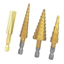 Bộ 4 mũi khoan bậc thang bằng thép mạ vàng, chuôi lục giác 3-12, 4-12, 4-20 dùng cho thanh truyền, - Nhiều màu - Xem 5