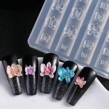 1pc Reusable Silicone Nail Art Mold, High Relief Petal, Orchid, Cherry Blossom Patterns, Nail Gel Stamping Template, Nail Salon Supplies, Spring/Summer Nail Salon Accessories - Clear - View 5
