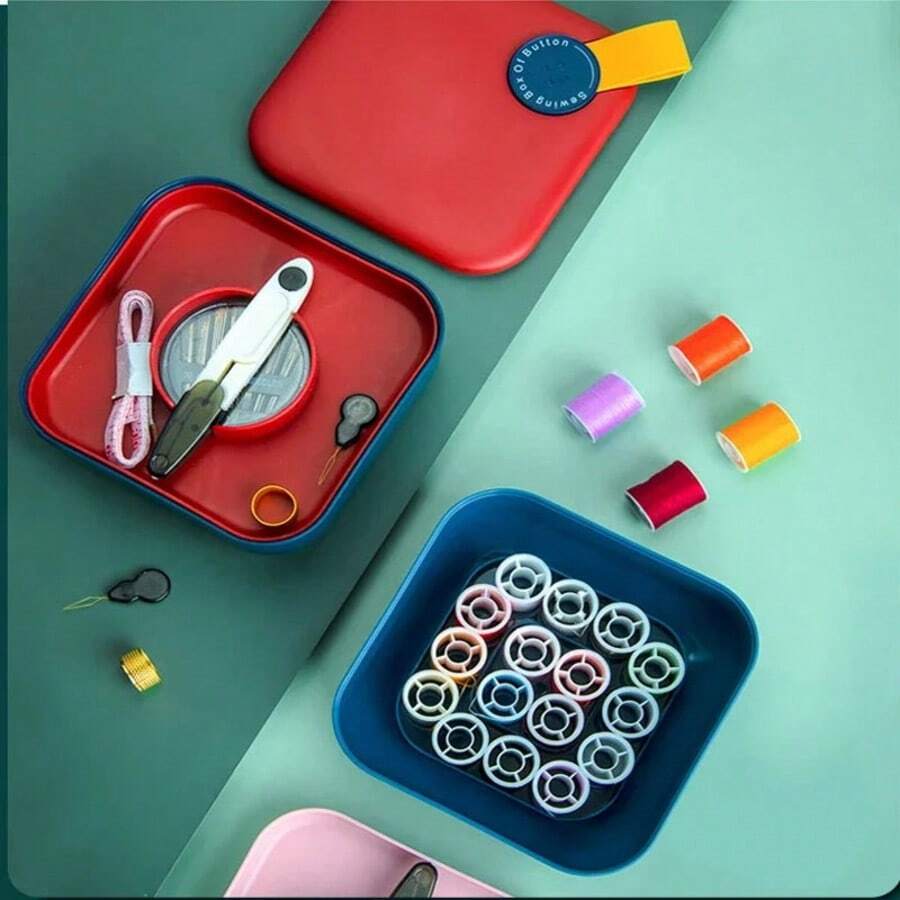 Simple Button Sewing Kit Set Sewing And Mending Tools Portable Multi-Functional Sewing And Thread Storage Box - Bột B - Xem 1