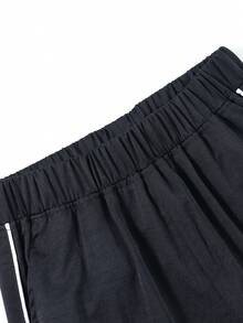 1pc Tween Girl Outdoor Casual Comfortable Chic Stylish Long Pants - Black - View 4